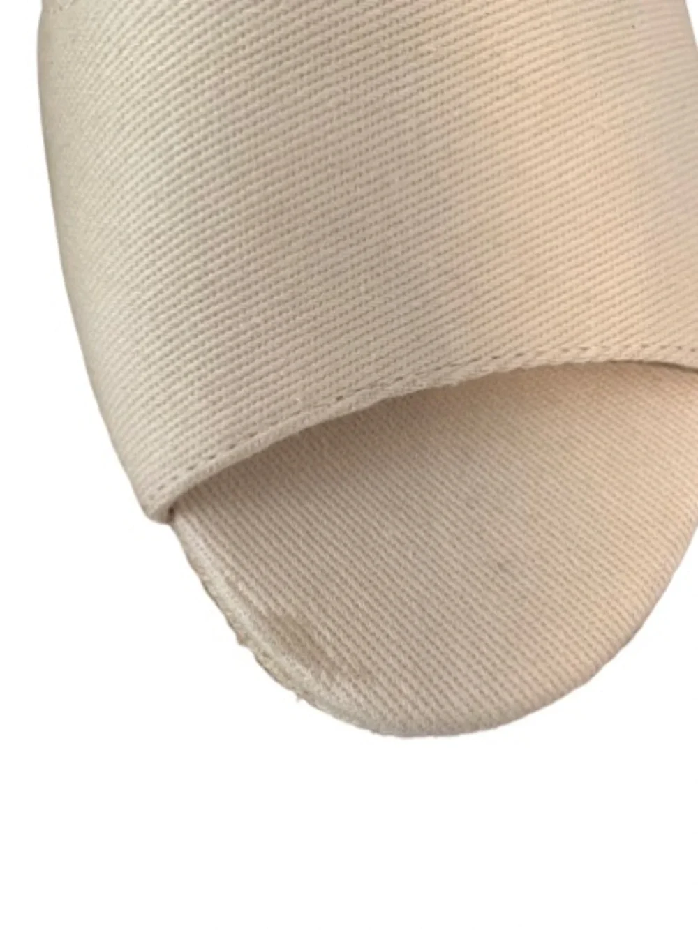LifeStride Parigi Open Toe Wedge Shoes Women’s 10M Beige Canvas Comfort Sandals